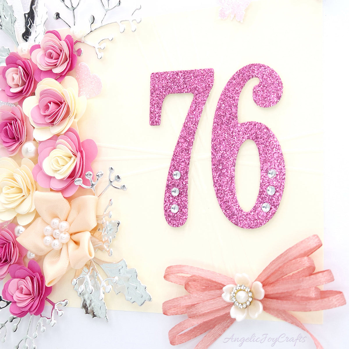 Handmade Personalised 3D Birthday Card with Flowers & Bow + Complimentary Gift Box | Birthday | Mother's Day | Anniversary | Wedding | Engagement