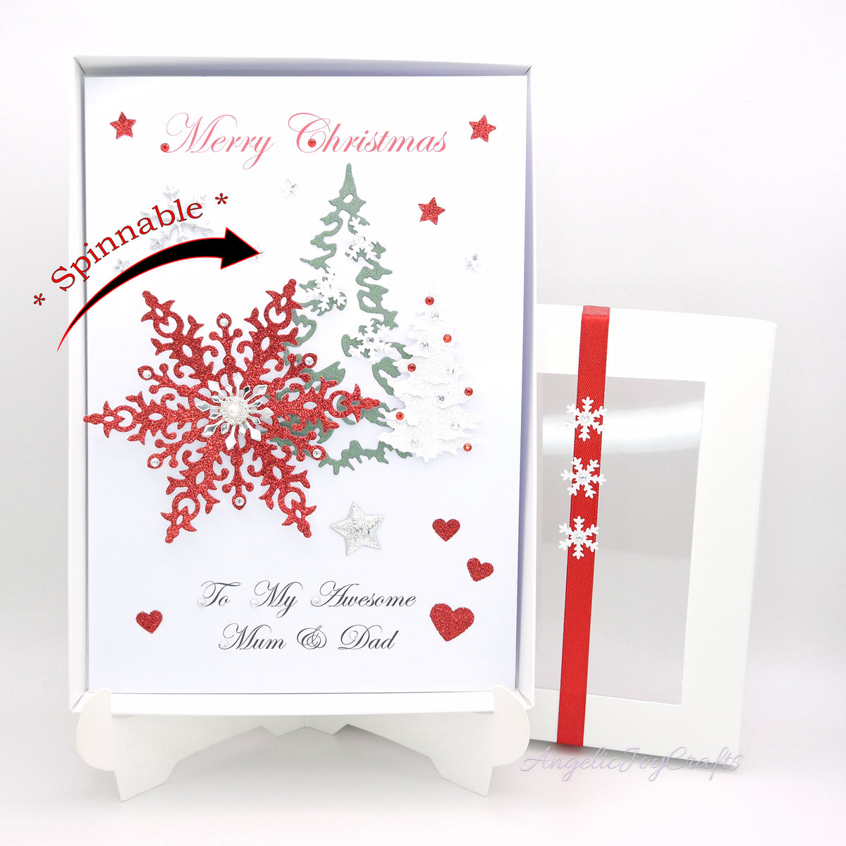 Handmade Personalised 3D Christmas Card with Spinnable Snowflake + Complimentary Gift Box | Christmas | Noel | New Year