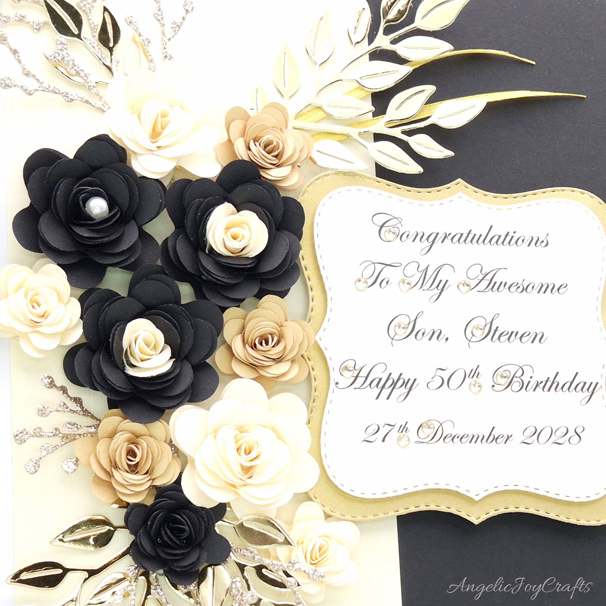 Handmade Personalised 3D Birthday for Him Card with Floral Lush & Bow + Complimentary Gift Box | Birthday | Birthday for Him
