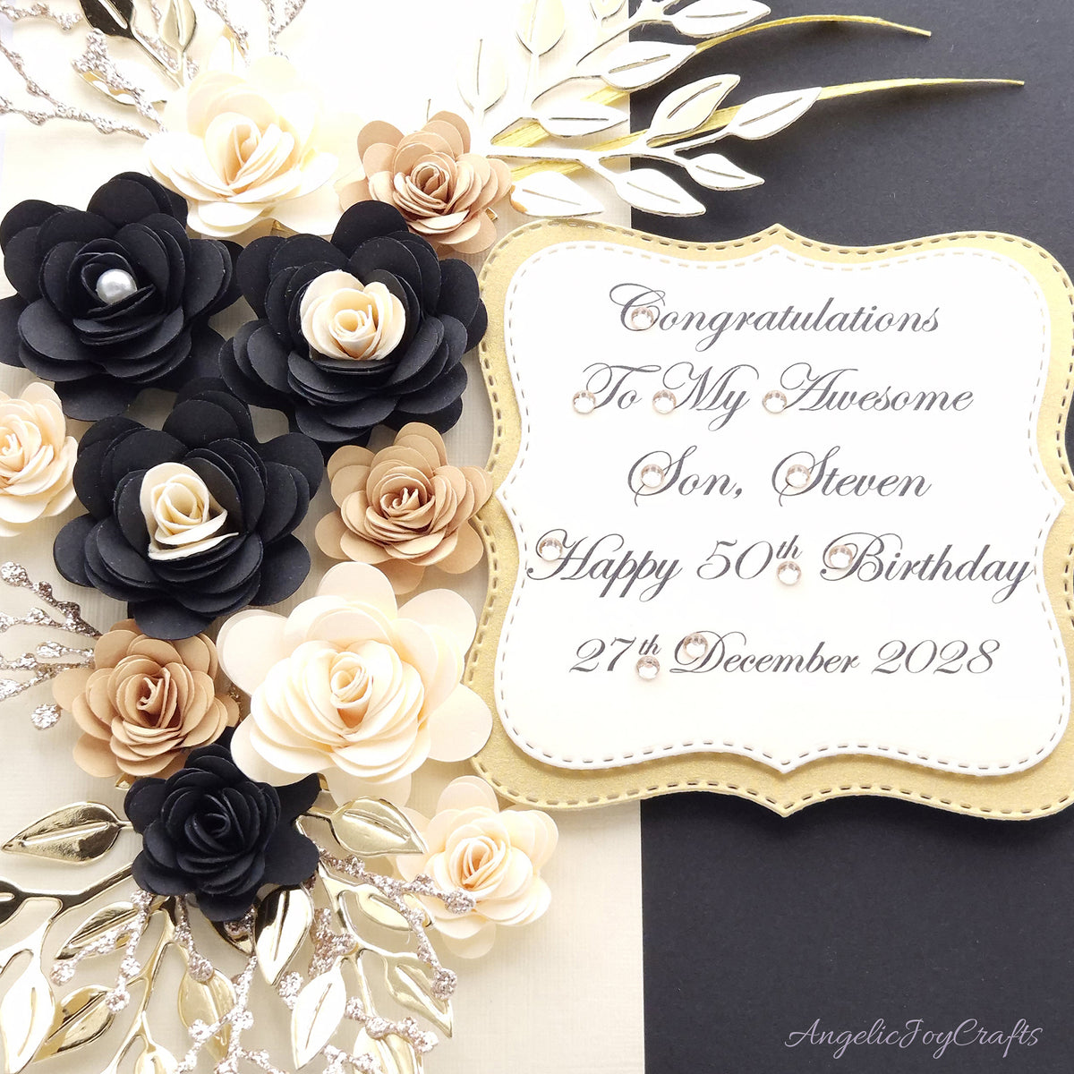 Handmade Personalised 3D Birthday for Him Card with Floral Lush & Bow + Complimentary Gift Box | Birthday | Birthday for Him