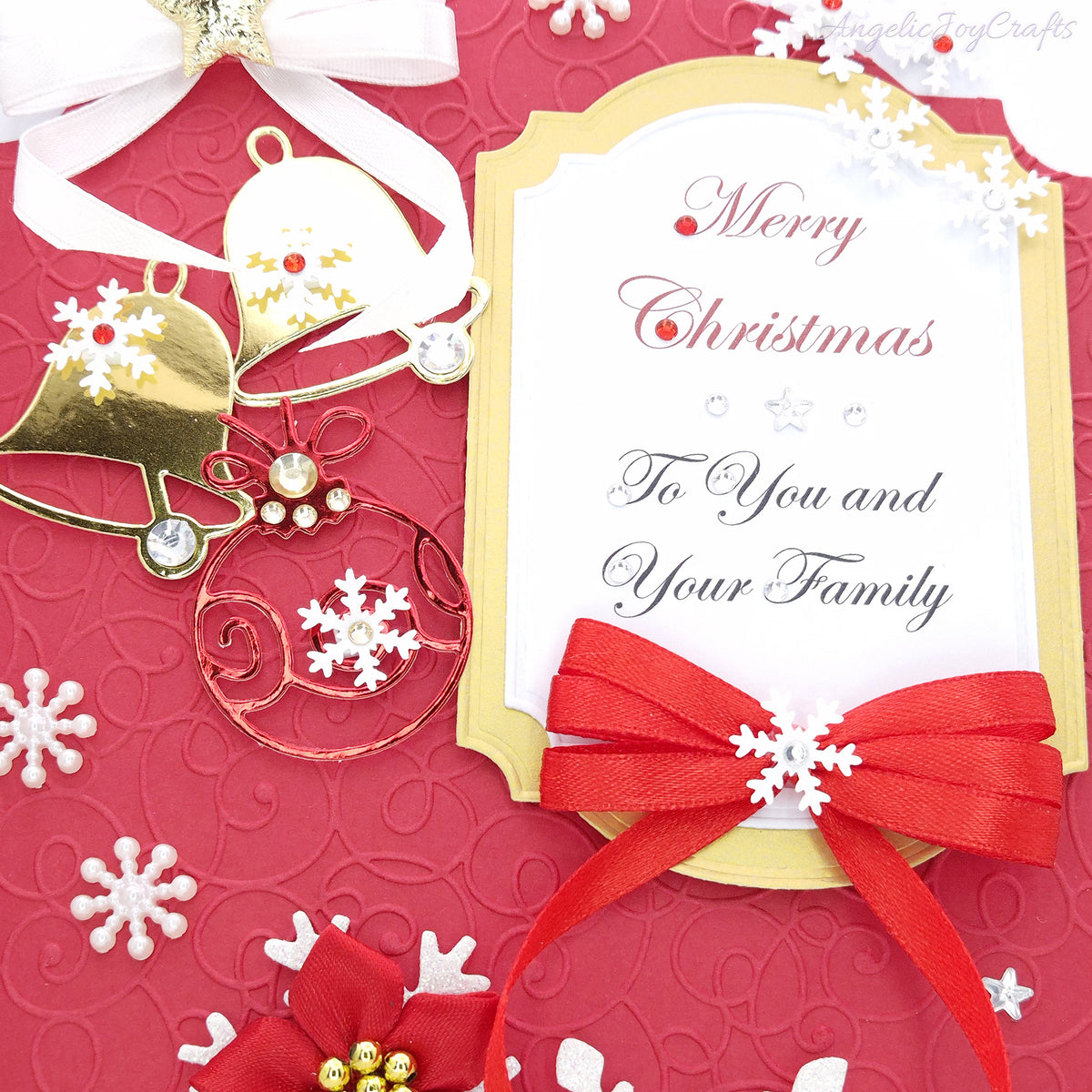 Handmade Personalised 3D Christmas Card with Bells & Snowflakes + Complimentary Gift Box | Christmas | Noel | New Year (Copy)