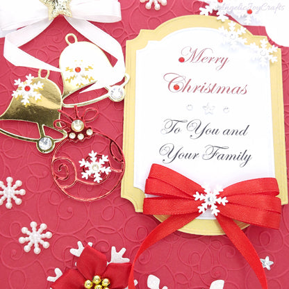 Handmade Personalised 3D Christmas Card with Bells & Snowflakes + Complimentary Gift Box | Christmas | Noel | New Year (Copy)