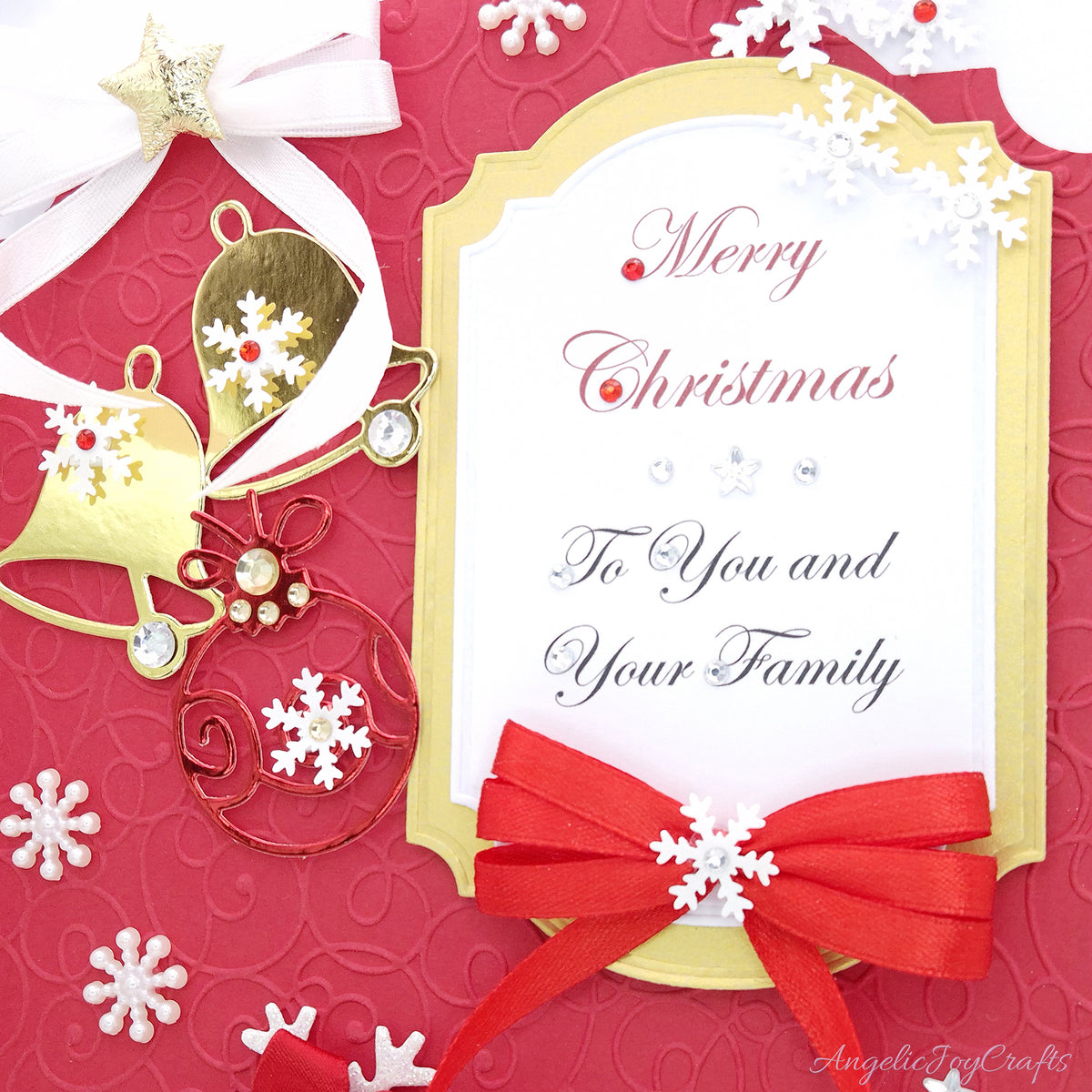 Handmade Personalised 3D Christmas Card with Bells & Snowflakes + Complimentary Gift Box | Christmas | Noel | New Year (Copy)