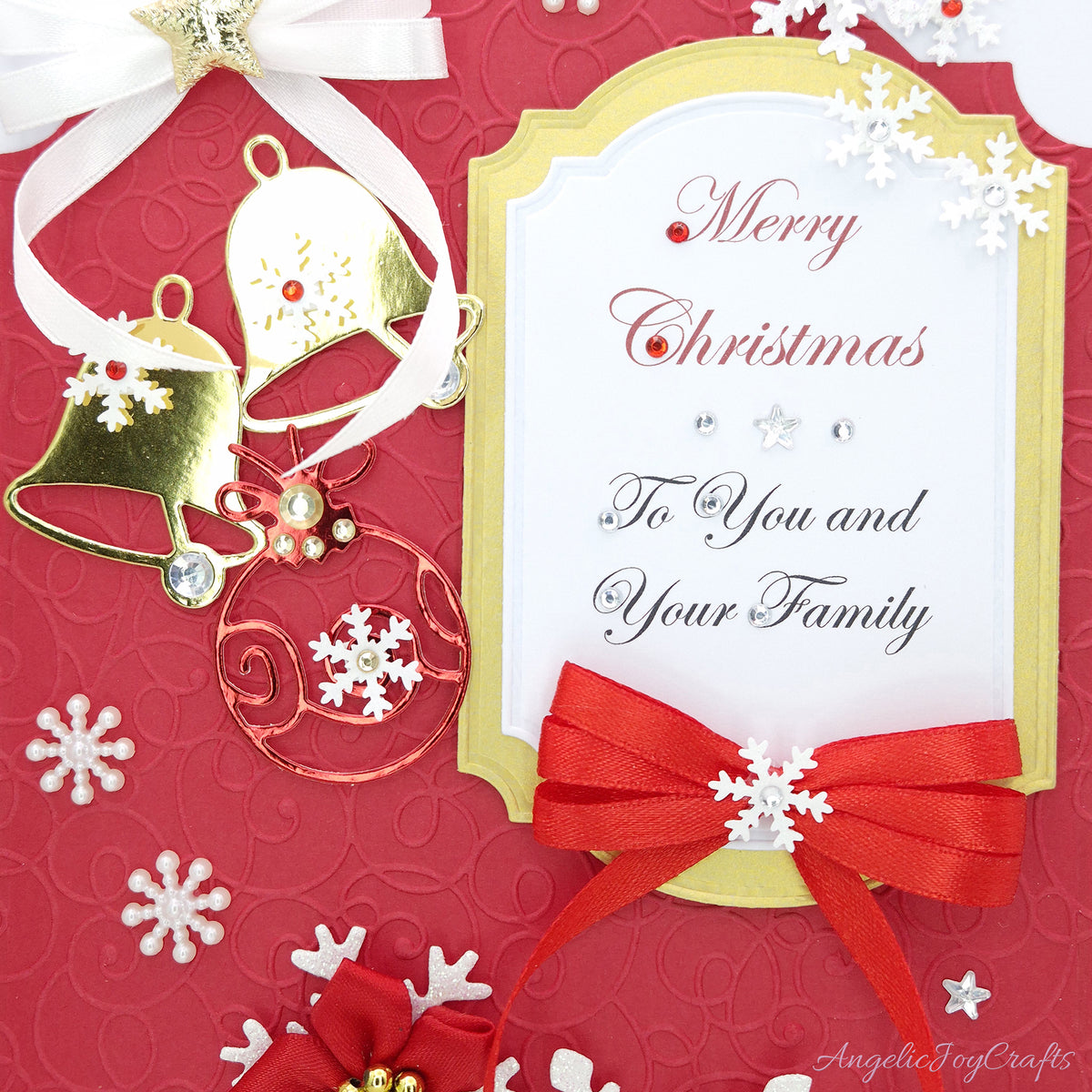 Handmade Personalised 3D Christmas Card with Bells & Snowflakes + Complimentary Gift Box | Christmas | Noel | New Year (Copy)