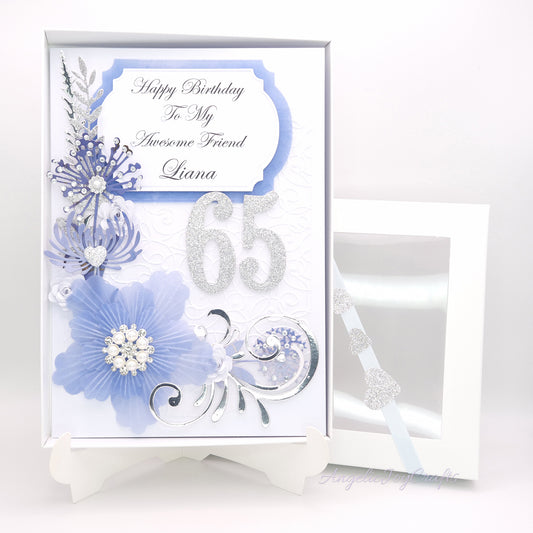 Handmade Personalised 3D Birthday Card with Textured Flower & Frame + Complimentary Gift Box | Birthday | Mother's Day