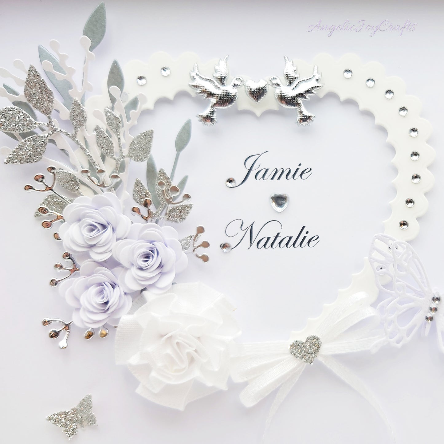 Handmade Personalised 3D Wedding Card with Heart, Flowers & Butterflies + Complimentary Gift Box | Anniversary | Wedding | Engagement