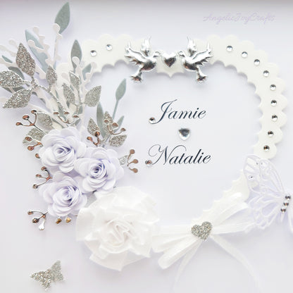Handmade Personalised 3D Wedding Card with Heart, Flowers & Butterflies + Complimentary Gift Box | Anniversary | Wedding | Engagement