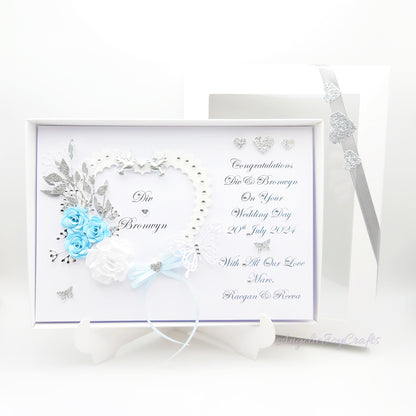 Handmade Personalised 3D Wedding Card with Heart, Flowers & Butterflies + Complimentary Gift Box | Anniversary | Wedding | Engagement