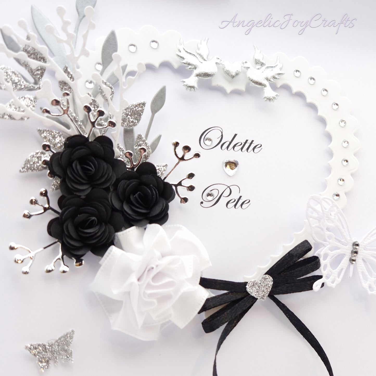 Handmade Personalised 3D Wedding Card with Heart, Flowers & Butterflies + Complimentary Gift Box | Anniversary | Wedding | Engagement