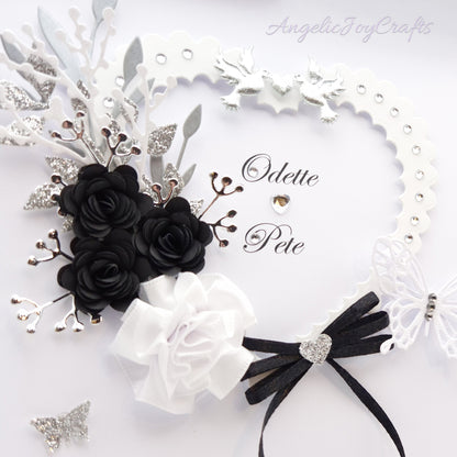 Handmade Personalised 3D Wedding Card with Heart, Flowers & Butterflies + Complimentary Gift Box | Anniversary | Wedding | Engagement