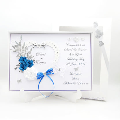 Handmade Personalised 3D Wedding Card with Heart, Flowers & Butterflies + Complimentary Gift Box | Anniversary | Wedding | Engagement