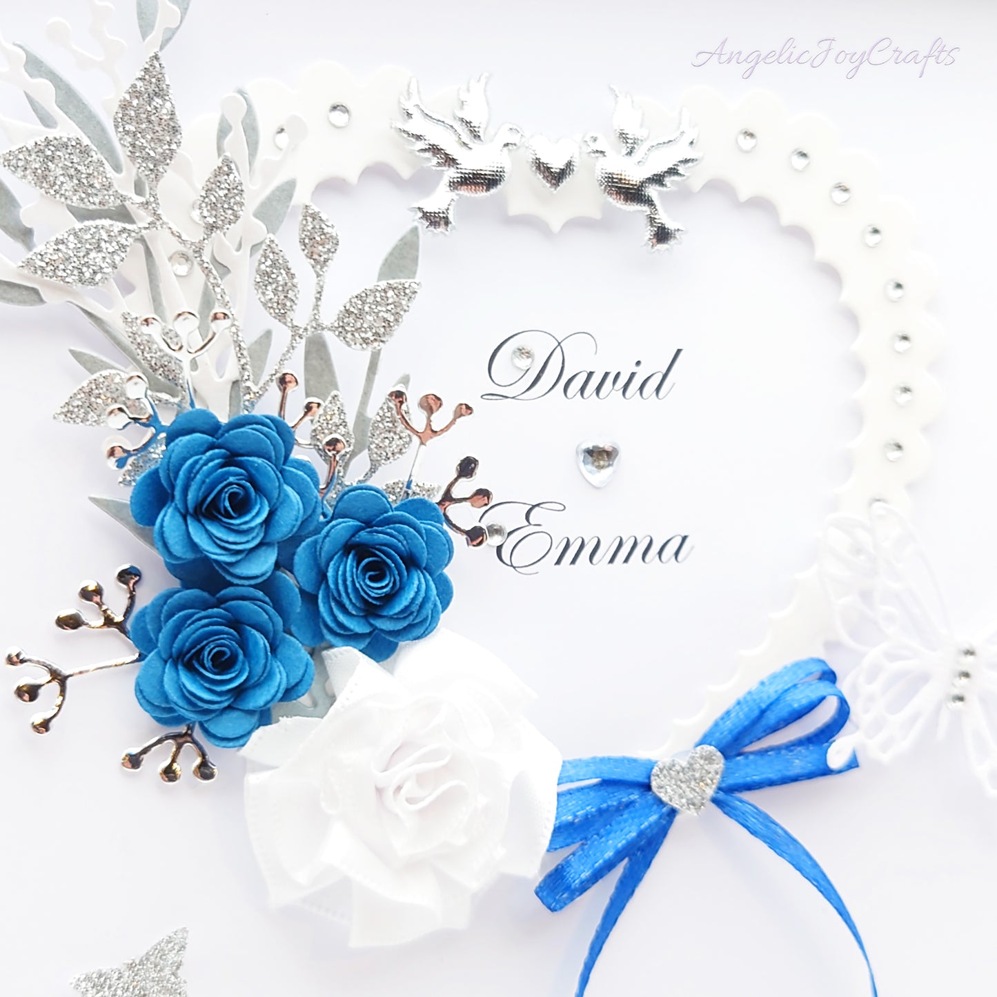 Handmade Personalised 3D Wedding Card with Heart, Flowers & Butterflies + Complimentary Gift Box | Anniversary | Wedding | Engagement