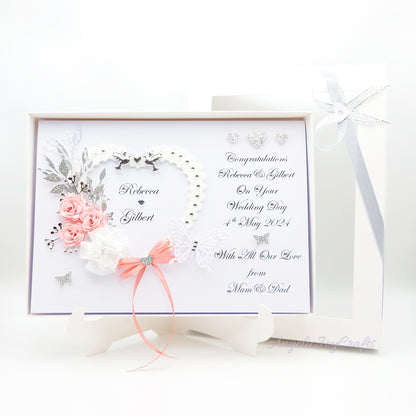 Handmade Personalised 3D Wedding Card with Heart, Flowers & Butterflies + Complimentary Gift Box | Anniversary | Wedding | Engagement