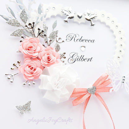 Handmade Personalised 3D Wedding Card with Heart, Flowers & Butterflies + Complimentary Gift Box | Anniversary | Wedding | Engagement