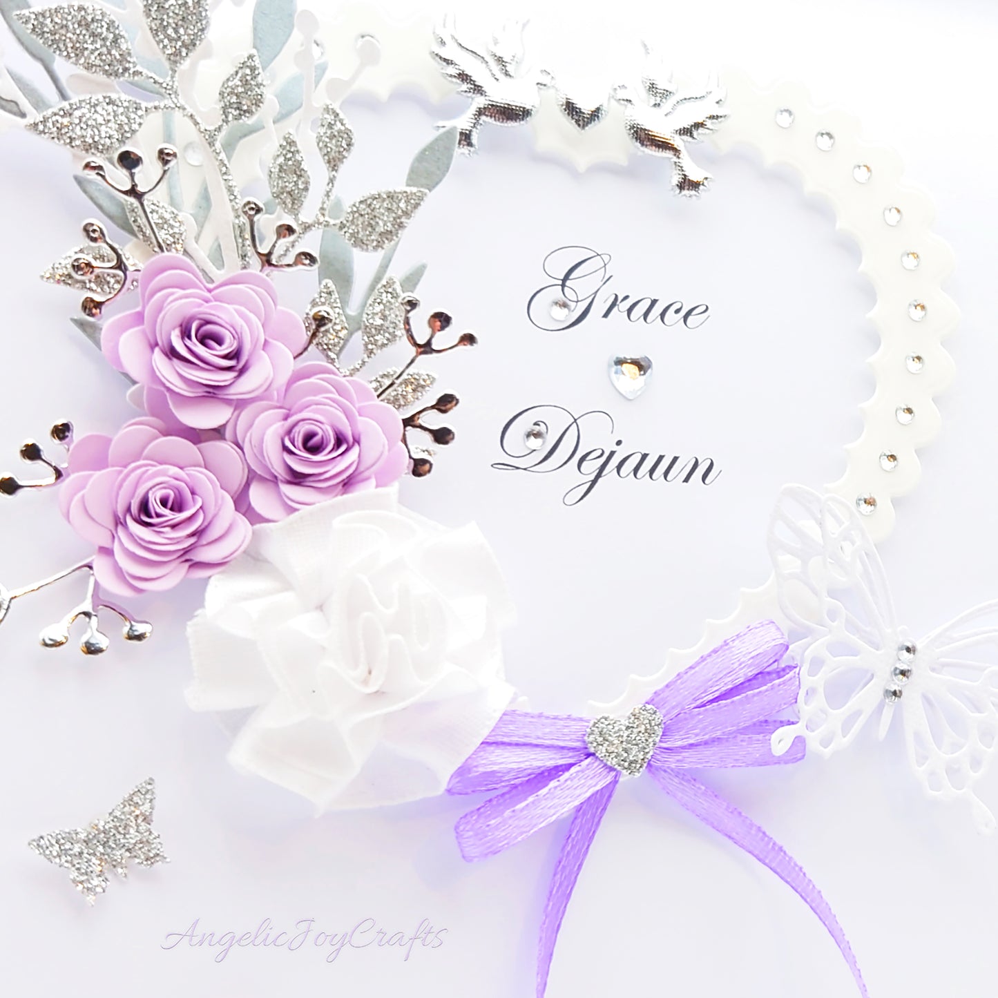 Handmade Personalised 3D Wedding Card with Heart, Flowers & Butterflies + Complimentary Gift Box | Anniversary | Wedding | Engagement