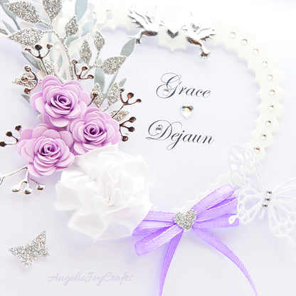 Handmade Personalised 3D Wedding Card with Heart, Flowers & Butterflies + Complimentary Gift Box | Anniversary | Wedding | Engagement