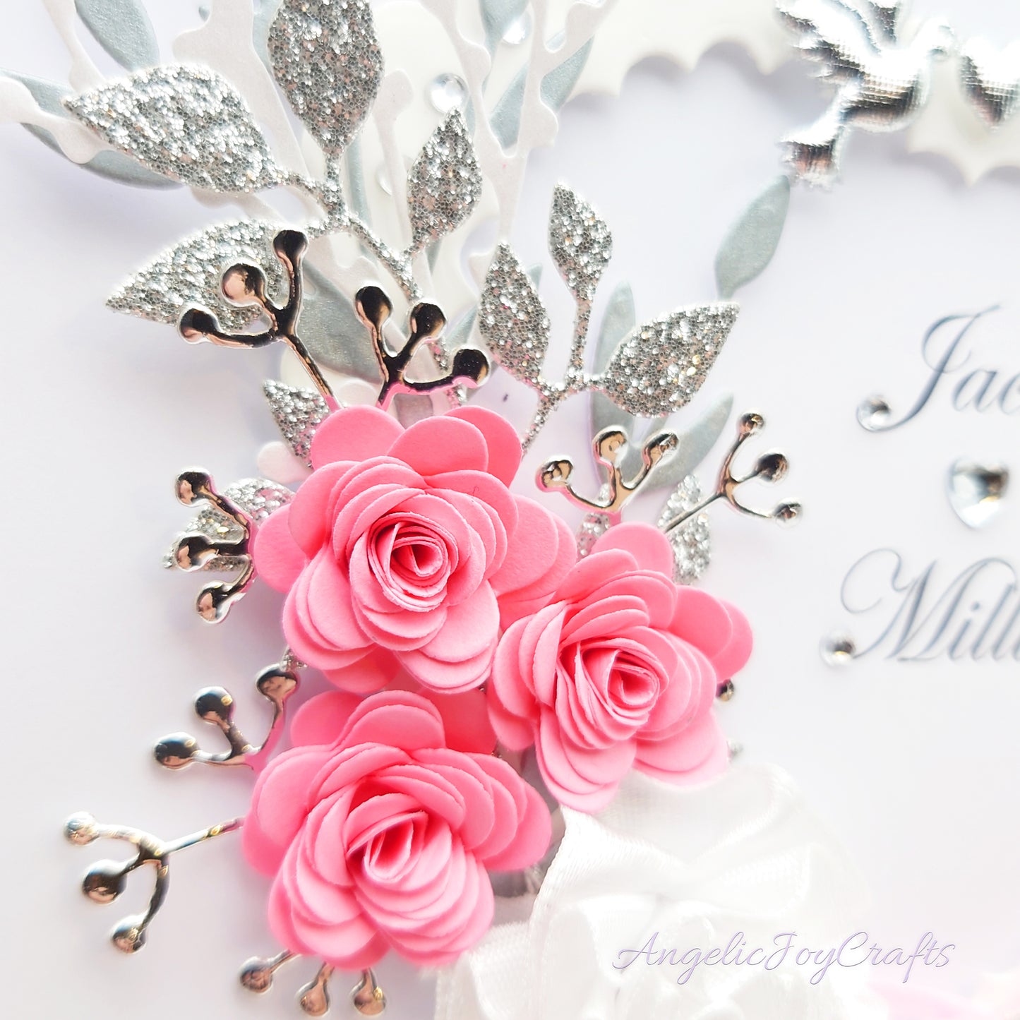 Handmade Personalised 3D Wedding Card with Heart, Flowers & Butterflies + Complimentary Gift Box | Anniversary | Wedding | Engagement