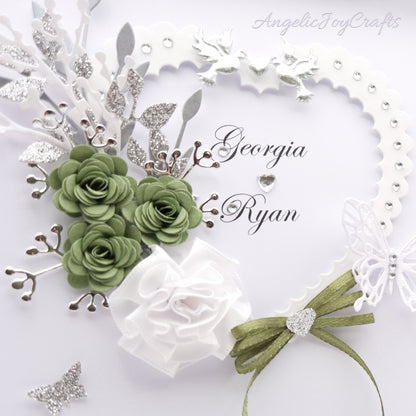 Handmade Personalised 3D Wedding Card with Heart, Flowers & Butterflies + Complimentary Gift Box | Anniversary | Wedding | Engagement