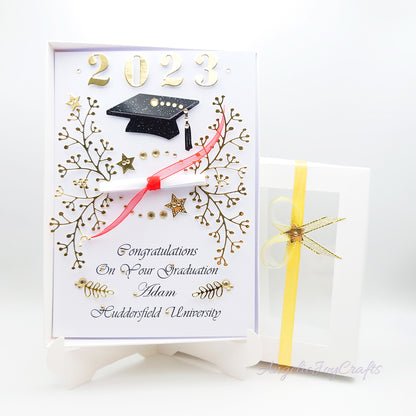 Handmade Personalised 3D Graduation Card with Mortarboard & Scroll + Complimentary Gift Box | Graduation