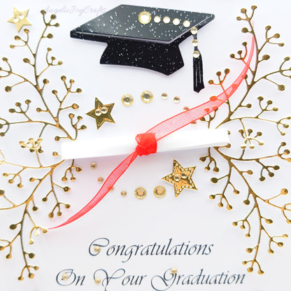 Handmade Personalised 3D Graduation Card with Mortarboard & Scroll + Complimentary Gift Box | Graduation
