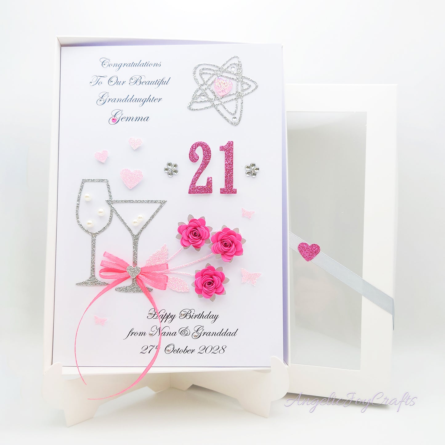 Handmade Personalised 3D Birthday Card with Cocktails & Flowers + Complimentary Gift Box | Birthday | Mother's Day