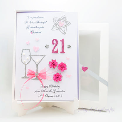 Handmade Personalised 3D Birthday Card with Cocktails & Flowers + Complimentary Gift Box | Birthday | Mother's Day