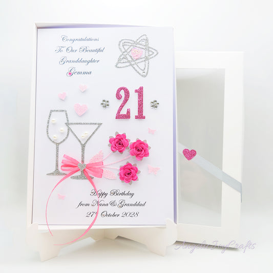Handmade Personalised 3D Birthday Card with Cocktails & Flowers + Complimentary Gift Box | Birthday | Mother's Day