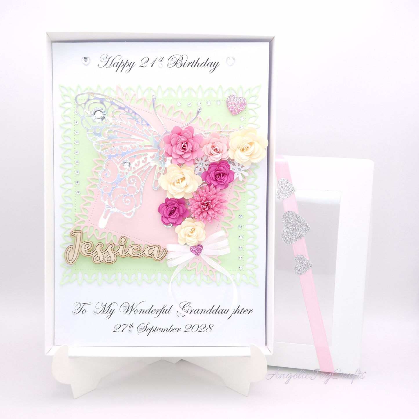 Handmade Personalised 3D Birthday Card with Flower Butterfly + Complimentary Gift Box | Birthday | Mother's Day