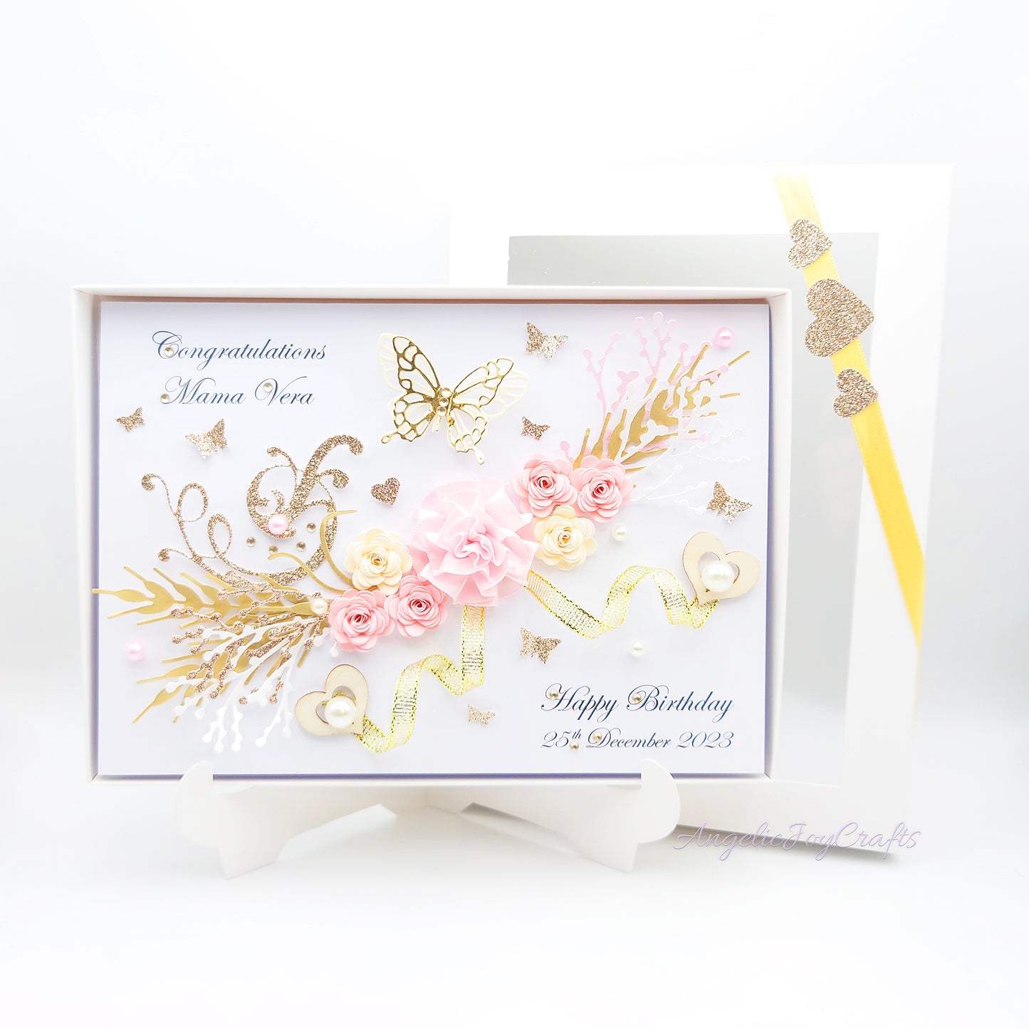 Handmade Personalised 3D Birthday Card with Flower Branch & Butterflies + Complimentary Gift Box | Birthday | Mother's Day