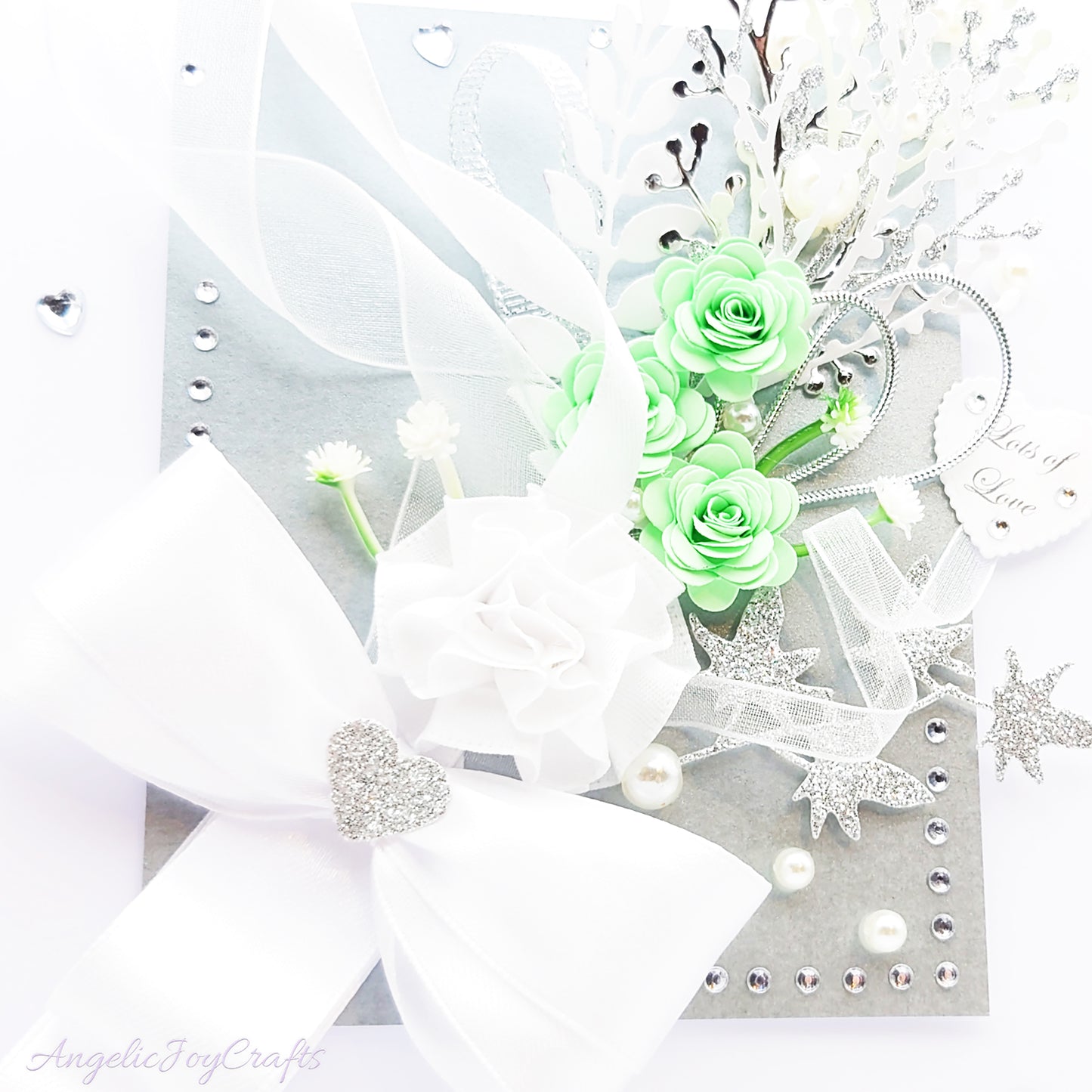 Handmade Personalised 3D Wedding Card with Bow & Flowers + Complimentary Gift Box | Anniversary | Wedding | Engagement