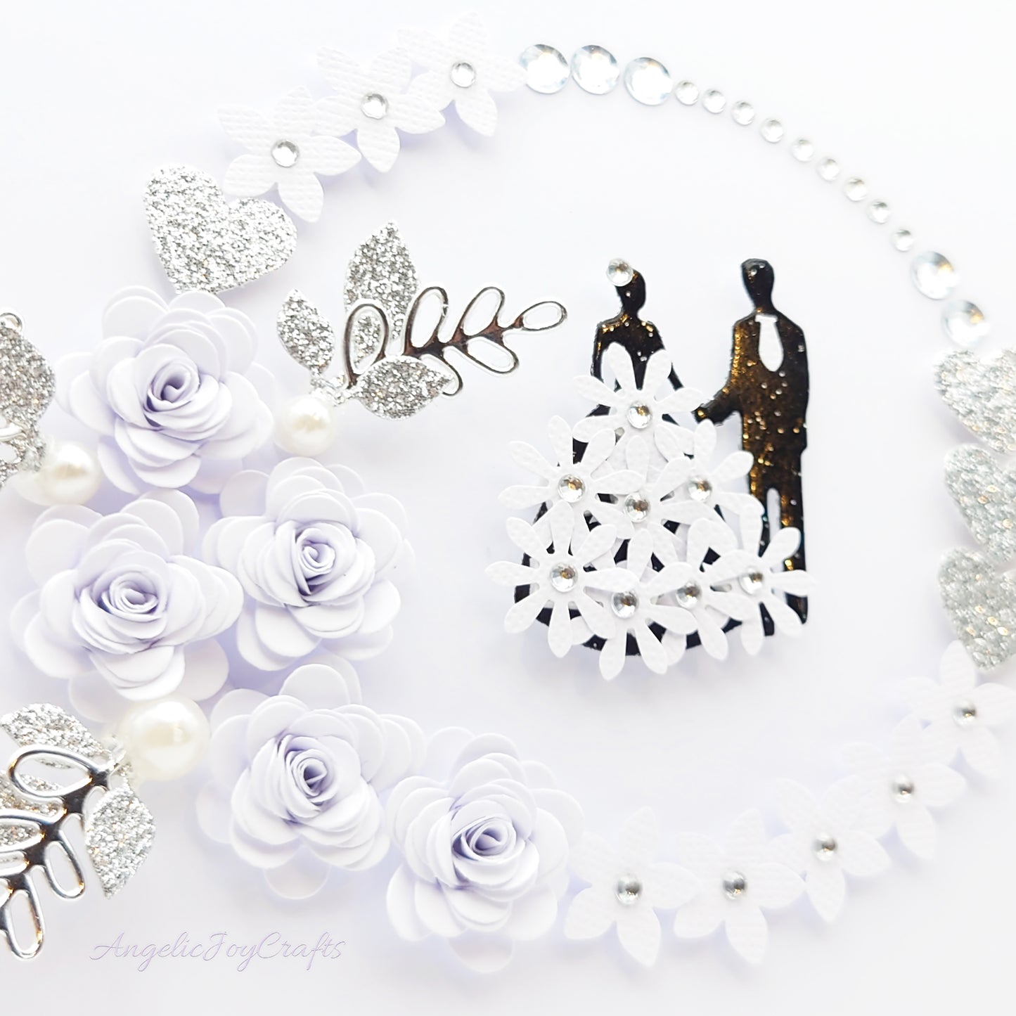 Handmade Personalised 3D Anniversary Card with Floral Frame & Couple + Complimentary Gift Box | Anniversary | Wedding | Engagement