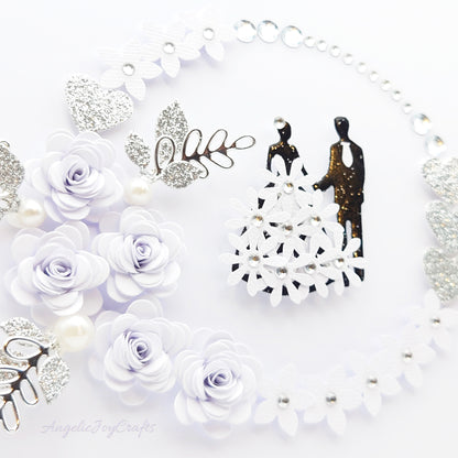 Handmade Personalised 3D Anniversary Card with Floral Frame & Couple + Complimentary Gift Box | Anniversary | Wedding | Engagement