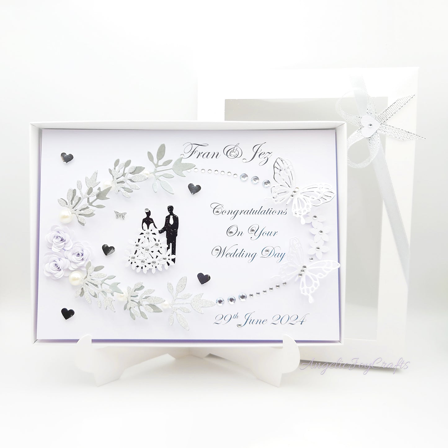 Handmade Personalised 3D Anniversary Card with Couple & Floral Branches + Complimentary Gift Box | Anniversary | Wedding | Engagement