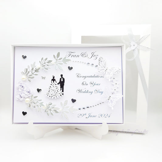 Handmade Personalised 3D Anniversary Card with Couple & Floral Branches + Complimentary Gift Box | Anniversary | Wedding | Engagement