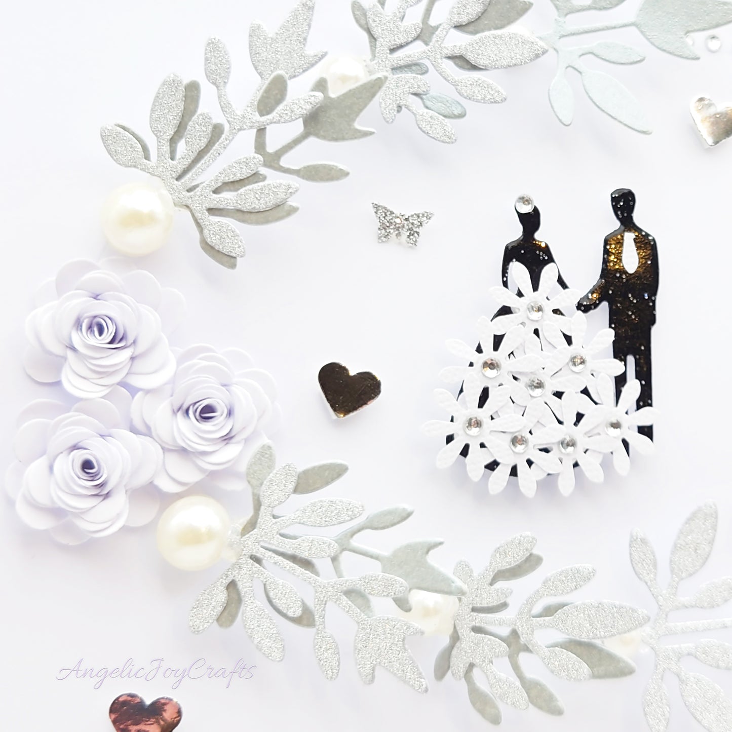 Handmade Personalised 3D Anniversary Card with Couple & Floral Branches + Complimentary Gift Box | Anniversary | Wedding | Engagement