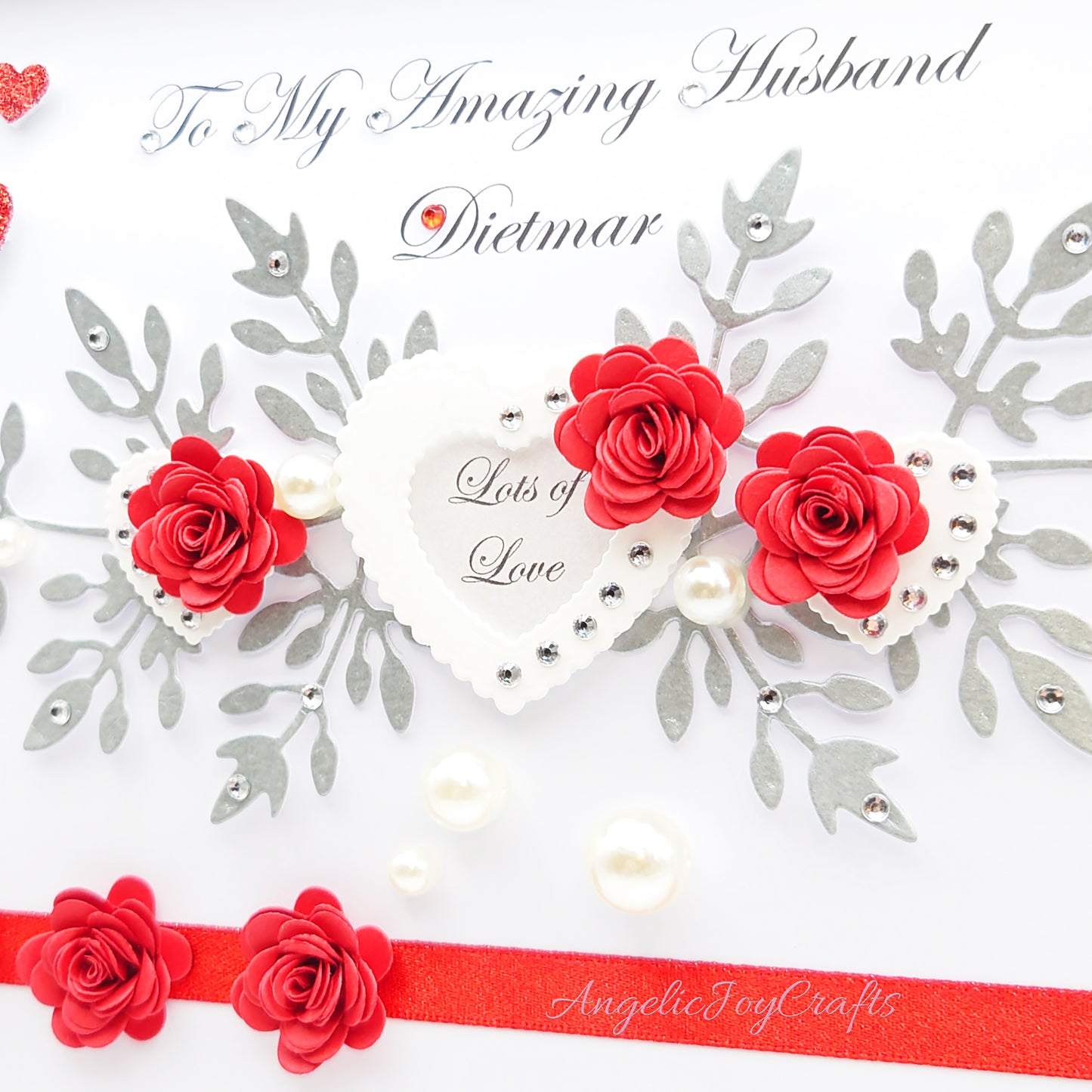 Handmade Personalised 3D Valentine's Day Card with Floral Hearts & Flowers + Complimentary Gift Box | Valentine's Day | Birthday | Mother's Day | Anniversary | Wedding | Engagement