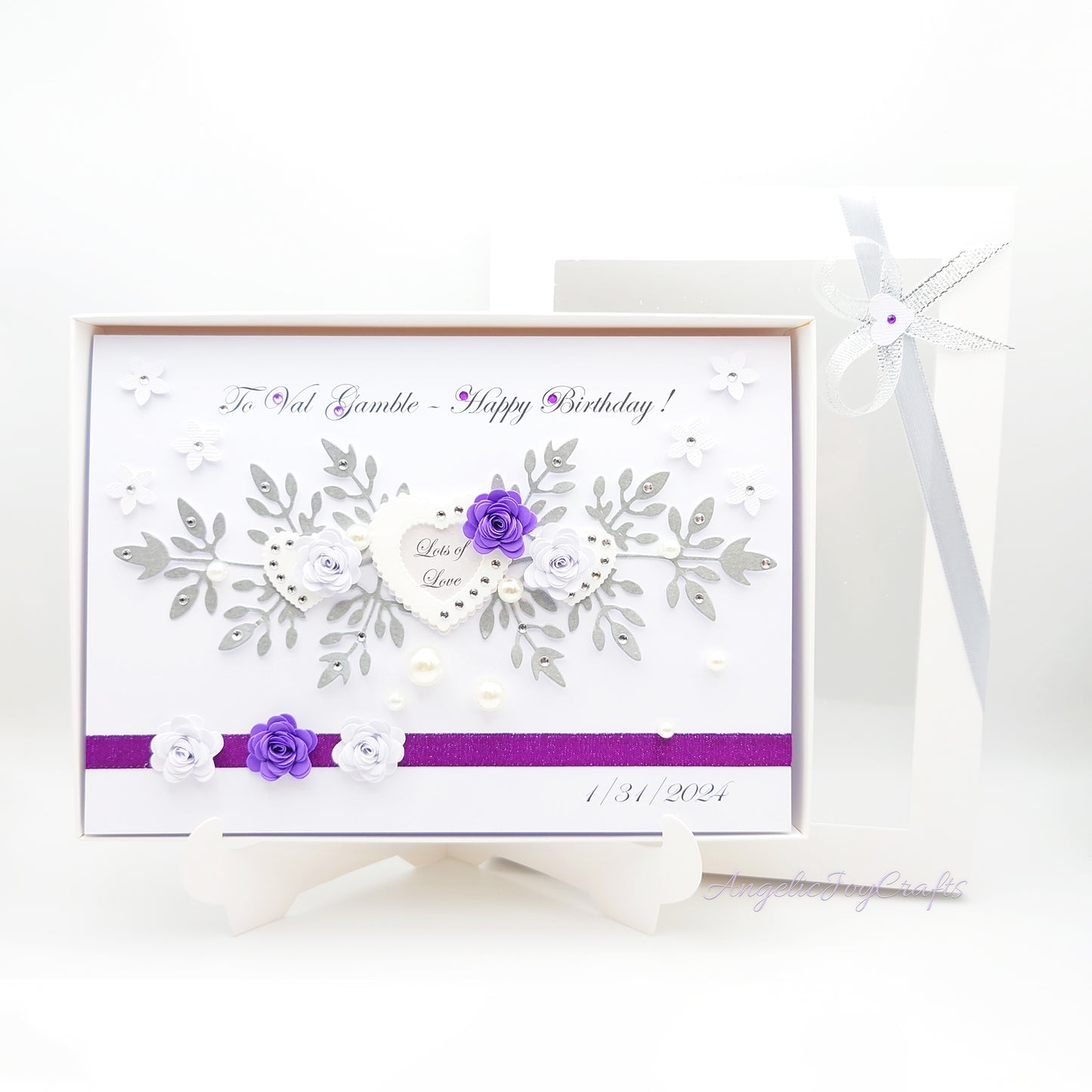 Handmade Personalised 3D Anniversary Card with Hearts & Flowers + Complimentary Gift Box | Anniversary | Wedding | Engagement | Birthday | Mother's Day | Valentine's Day