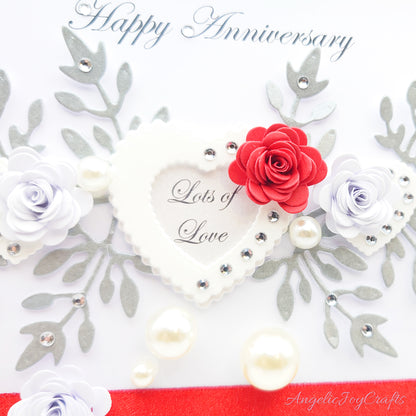 Handmade Personalised 3D Anniversary Card with Hearts & Flowers + Complimentary Gift Box | Anniversary | Wedding | Engagement | Birthday | Mother's Day | Valentine's Day