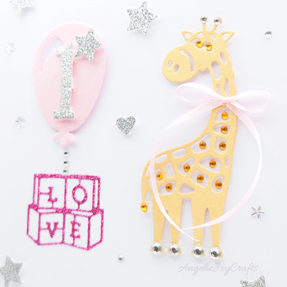 Handmade Personalised 3D Child Birthday Card with an Giraffe & Baloon + Complimentary Gift Box | Baby Shower | Child Birthday | Baby Born | Birthday