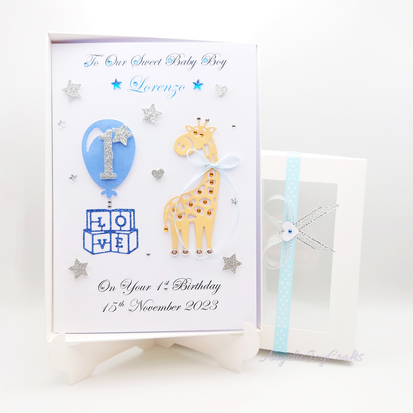 Handmade Personalised 3D Child Birthday Card with an Giraffe & Baloon + Complimentary Gift Box | Baby Shower | Child Birthday | Baby Born | Birthday