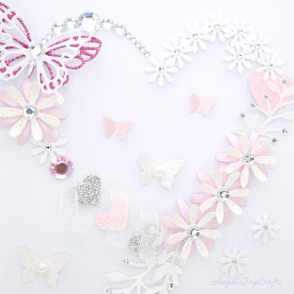 Handmade Personalised 3D Wedding Card with Floral Heart & Butterflies + Complimentary Gift Box | Anniversary | Wedding | Engagement
