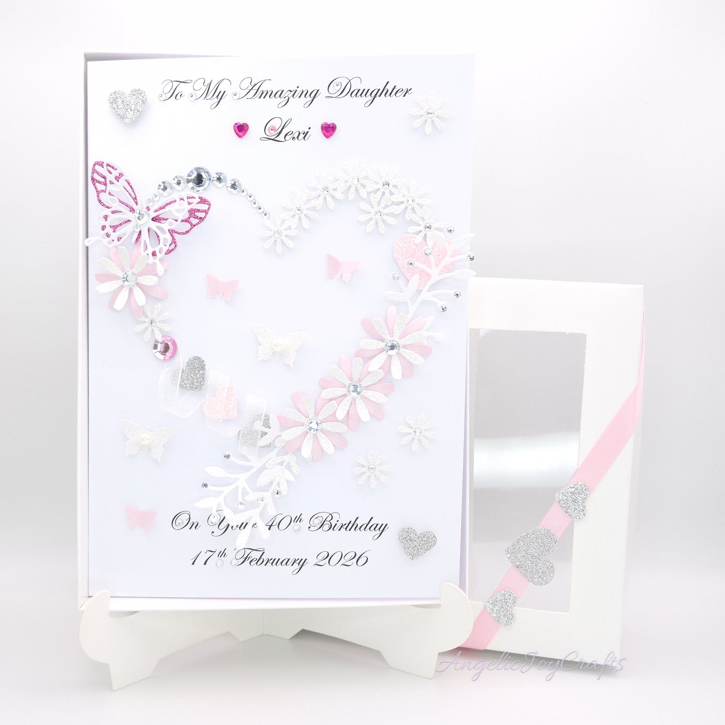 Handmade Personalised 3D Wedding Card with Floral Heart & Butterflies + Complimentary Gift Box | Anniversary | Wedding | Engagement