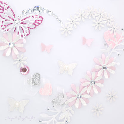 Handmade Personalised 3D Wedding Card with Floral Heart & Butterflies + Complimentary Gift Box | Anniversary | Wedding | Engagement