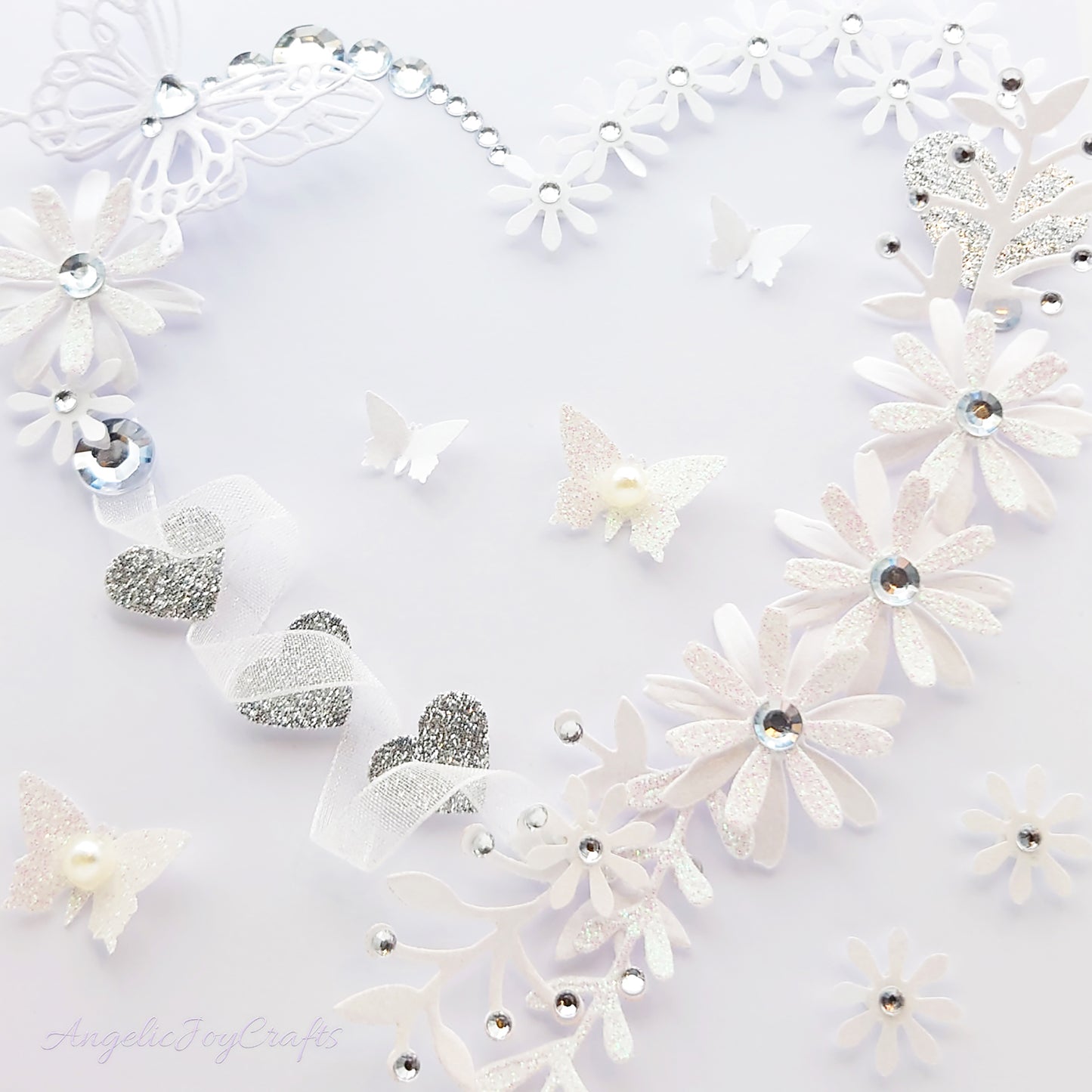 Handmade Personalised 3D Wedding Card with Floral Heart & Butterflies + Complimentary Gift Box | Anniversary | Wedding | Engagement