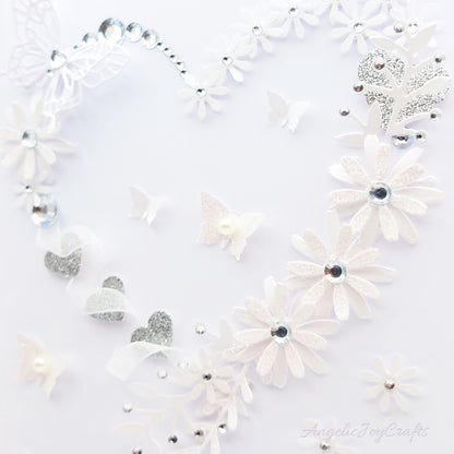 Handmade Personalised 3D Wedding Card with Floral Heart & Butterflies + Complimentary Gift Box | Anniversary | Wedding | Engagement