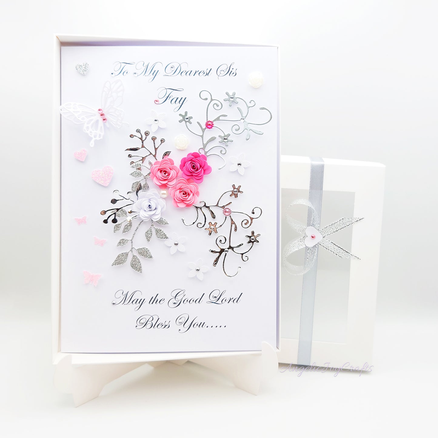 Handmade Personalised 3D Birthday Card with Floral Branch & Butterflies + Complimentary Gift Box | Birthday | Mother's Day