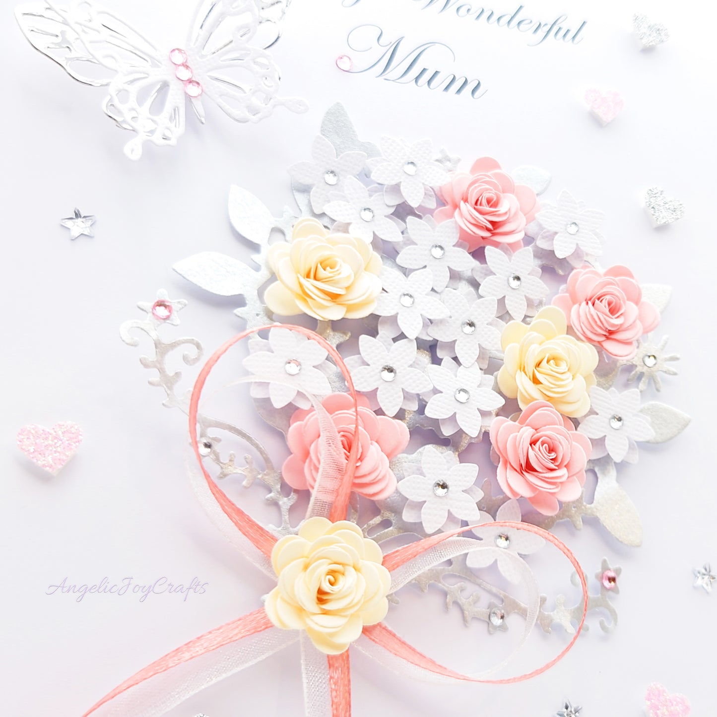 Handmade Personalised 3D Birthday Card with Bow & Flower Bush + Complimentary Gift Box | Birthday | Mother's Day