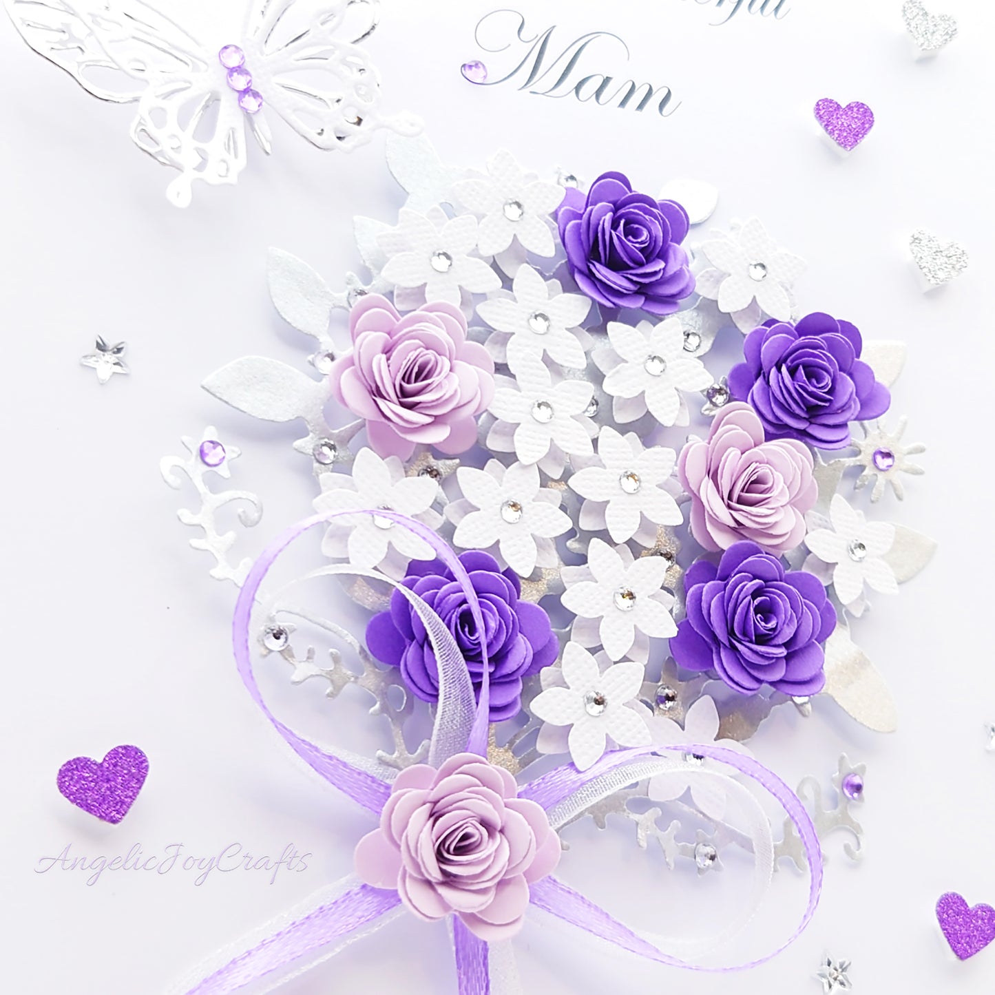 Handmade Personalised 3D Birthday Card with Bow & Flower Bush + Complimentary Gift Box | Birthday | Mother's Day