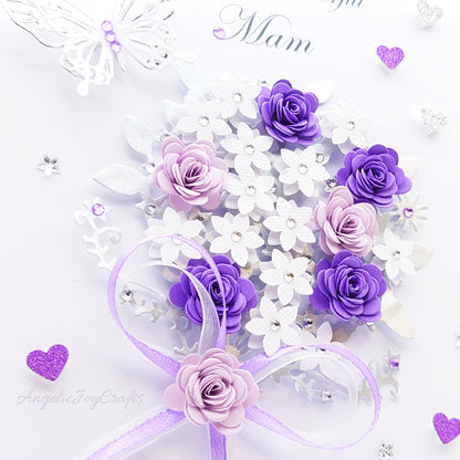 Handmade Personalised 3D Birthday Card with Bow & Flower Bush + Complimentary Gift Box | Birthday | Mother's Day