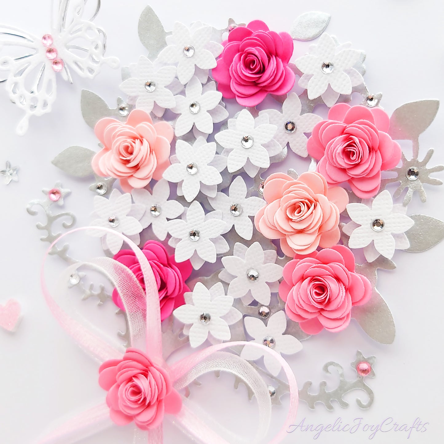 Handmade Personalised 3D Birthday Card with Bow & Flower Bush + Complimentary Gift Box | Birthday | Mother's Day